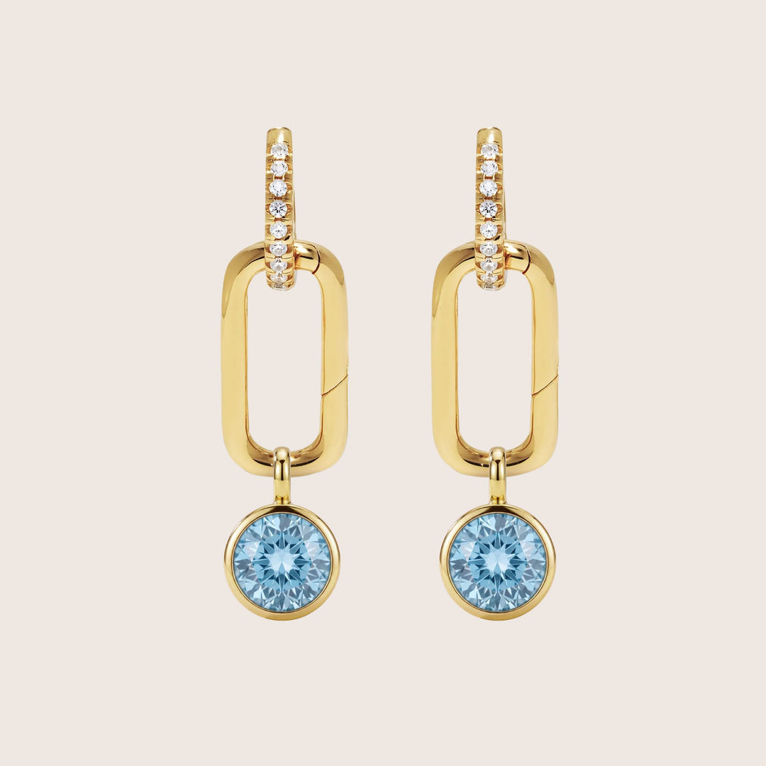 December Blue Topaz Birthstone Charm – Gold Plated over Sterling Silver