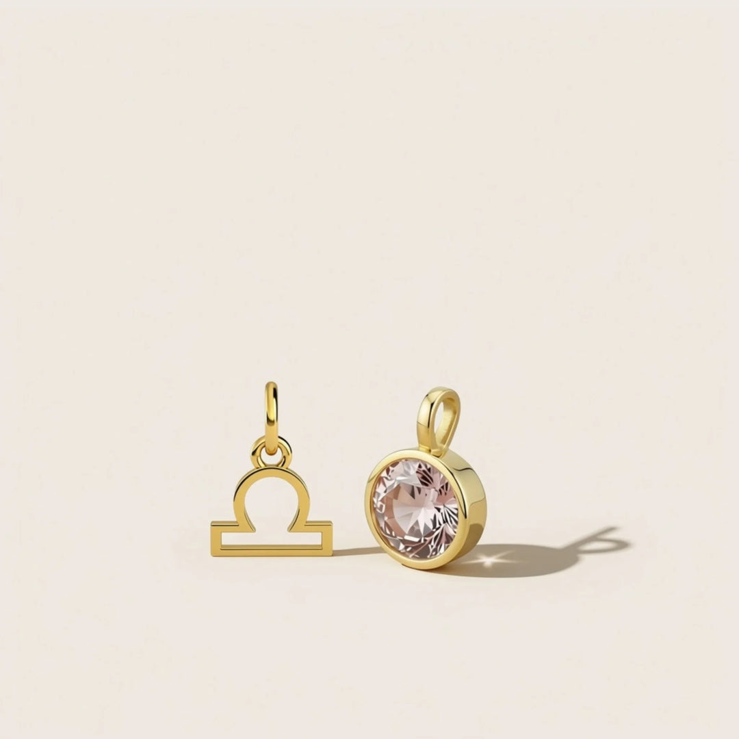 October Morganite Birthstone Charm – Gold Plated over Sterling Silver