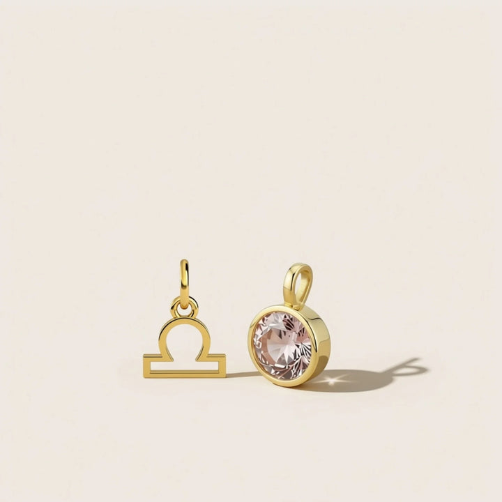October Morganite Birthstone Charm – Gold Plated over Sterling Silver