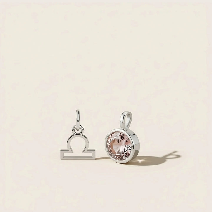 Libra Zodiac Charm – Rhodium Plated over Sterling Silver