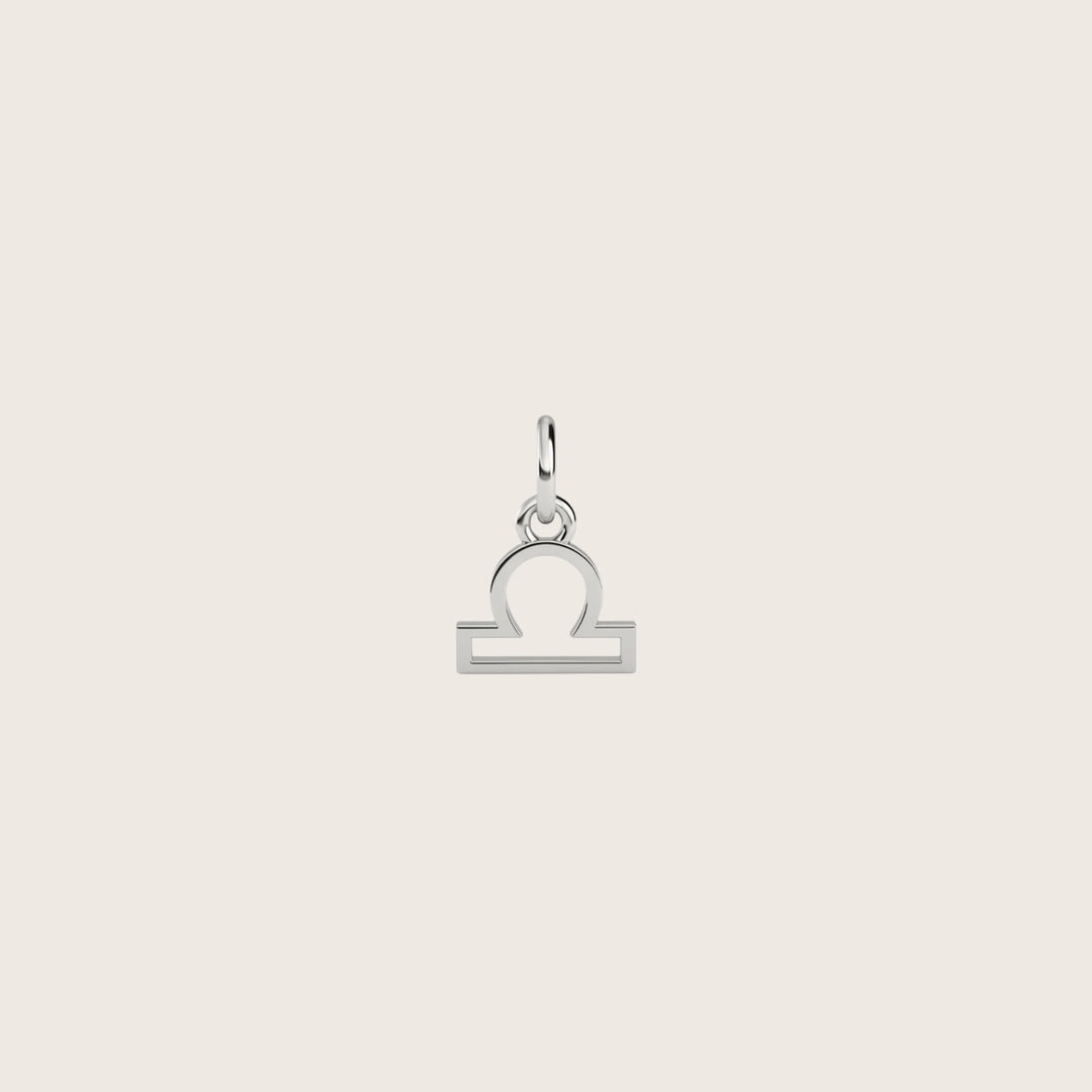 Libra Zodiac Charm – Rhodium Plated over Sterling Silver