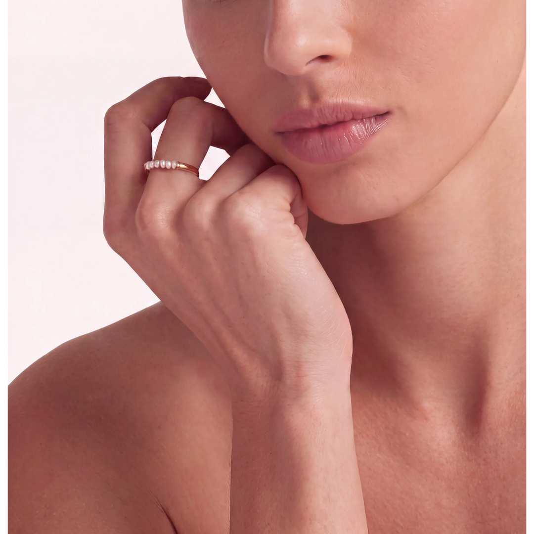 18K Gold Plated Linea Perla Ring