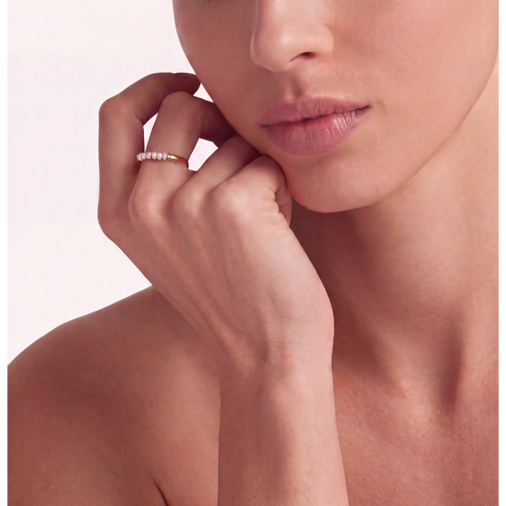 18K Gold Plated Linea Perla Ring