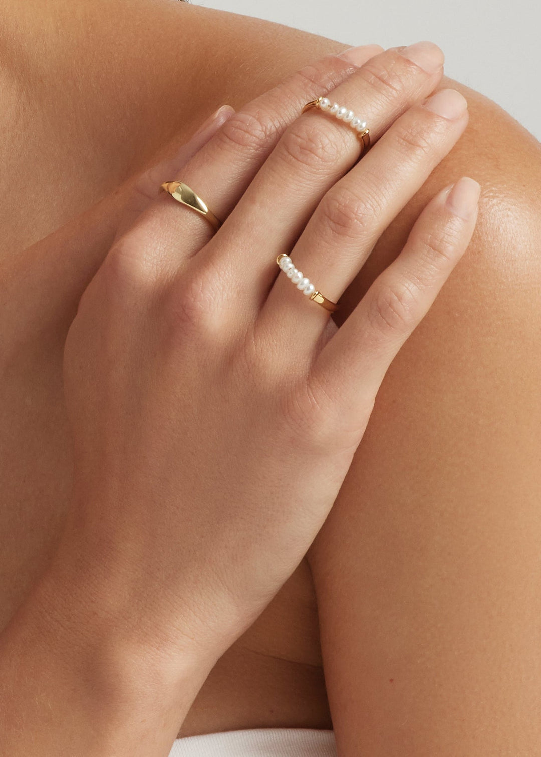 18K Gold Plated Linea Perla Ring