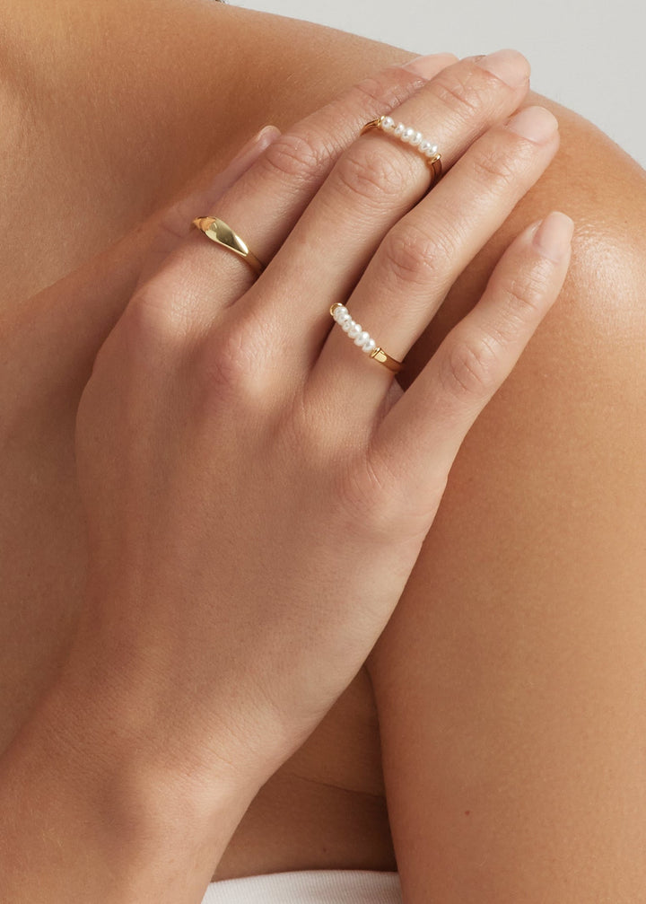 18K Gold Plated Linea Perla Ring