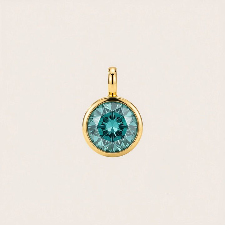 March Aquamarine Birthstone Charm – 18K Gold Plated over Sterling Silver
