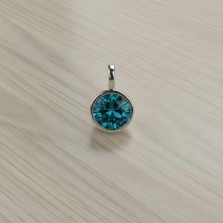 March Aquamarine Birthstone Charm – Rhodium Plated over Sterling Silver