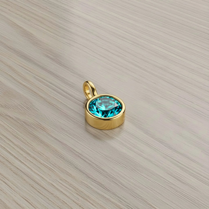 March Aquamarine Birthstone Charm – 18K Gold Plated over Sterling Silver