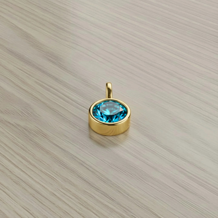 March Aquamarine Birthstone Charm – 18K Gold Plated over Sterling Silver