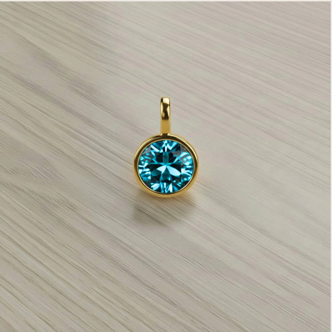 March Aquamarine Birthstone Charm – 18K Gold Plated over Sterling Silver