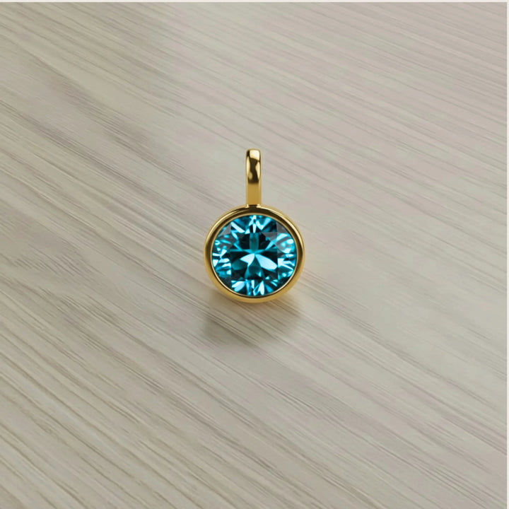 March Aquamarine Birthstone Charm – 18K Gold Plated over Sterling Silver