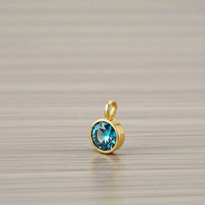 March Aquamarine Birthstone Charm – 18K Gold Plated over Sterling Silver