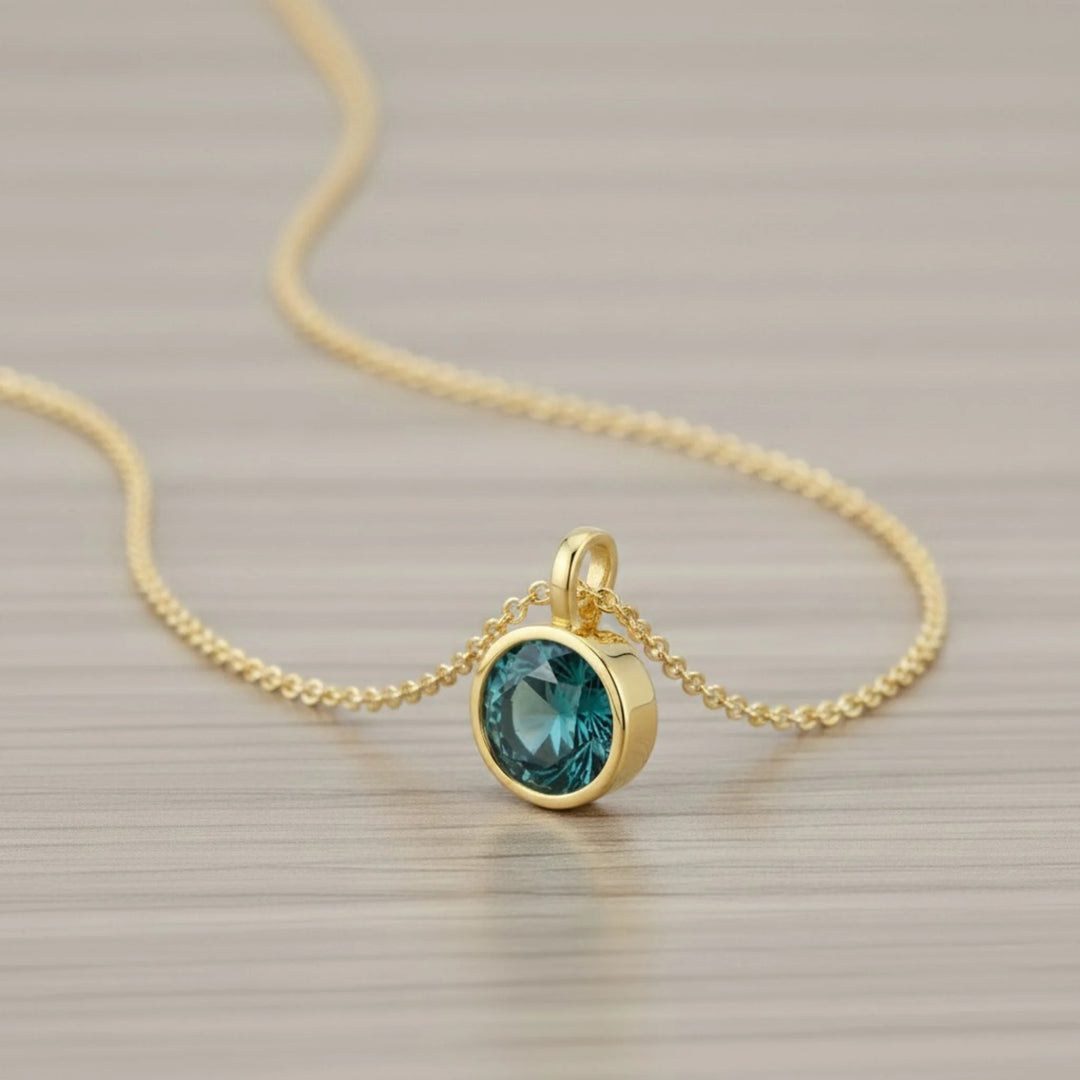 March Aquamarine Birthstone Charm – 18K Gold Plated over Sterling Silver