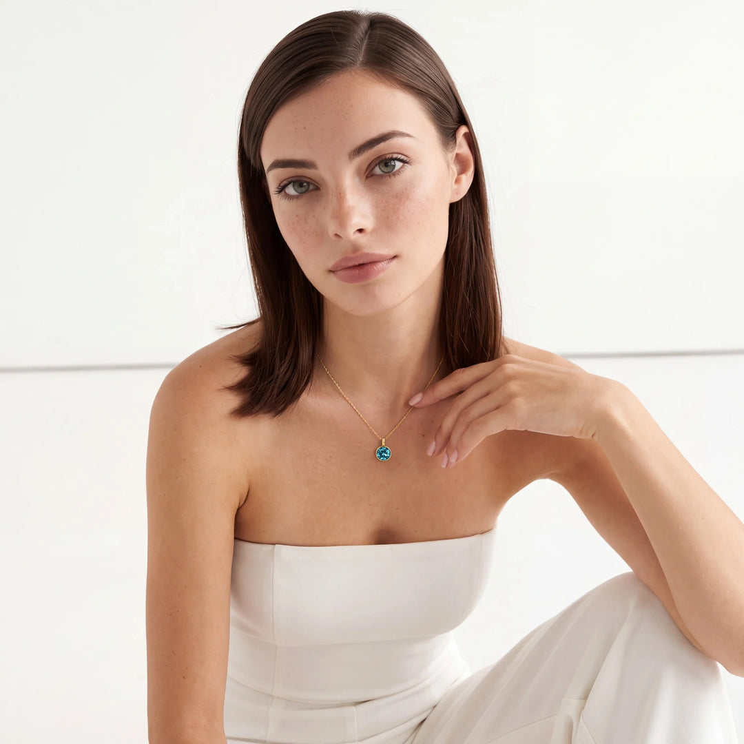 March Aquamarine Birthstone Charm – 18K Gold Plated over Sterling Silver