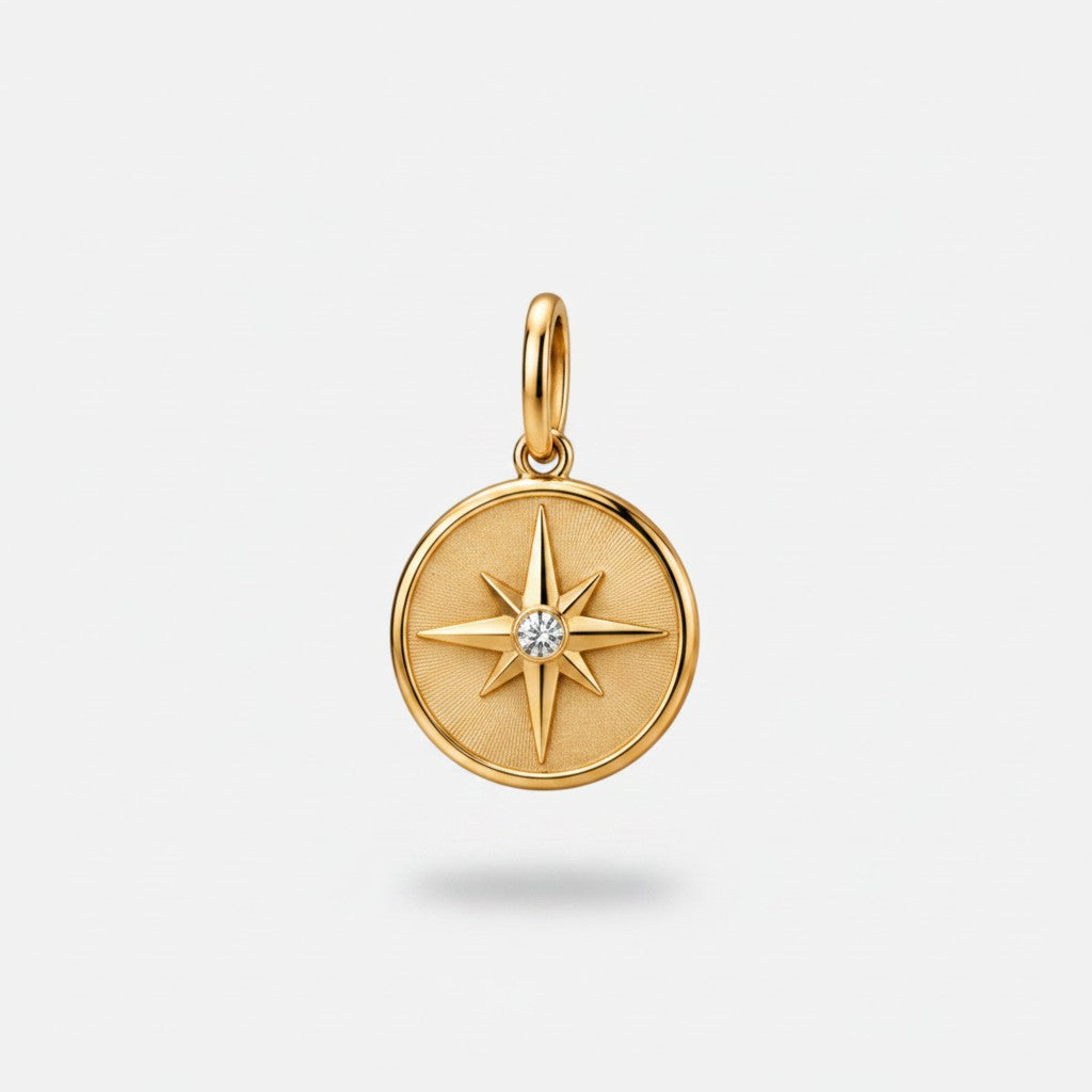 Maris Compass Pendant – 18K Gold Plated over Sterling Silver