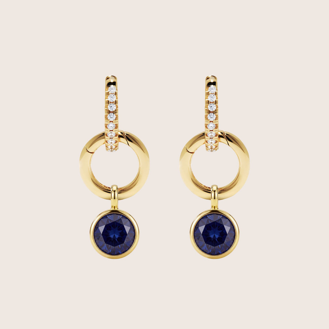 September Sapphire Blue Birthstone Charm – Gold Plated over Sterling Silver