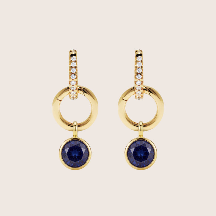 September Sapphire Blue Birthstone Charm – Gold Plated over Sterling Silver