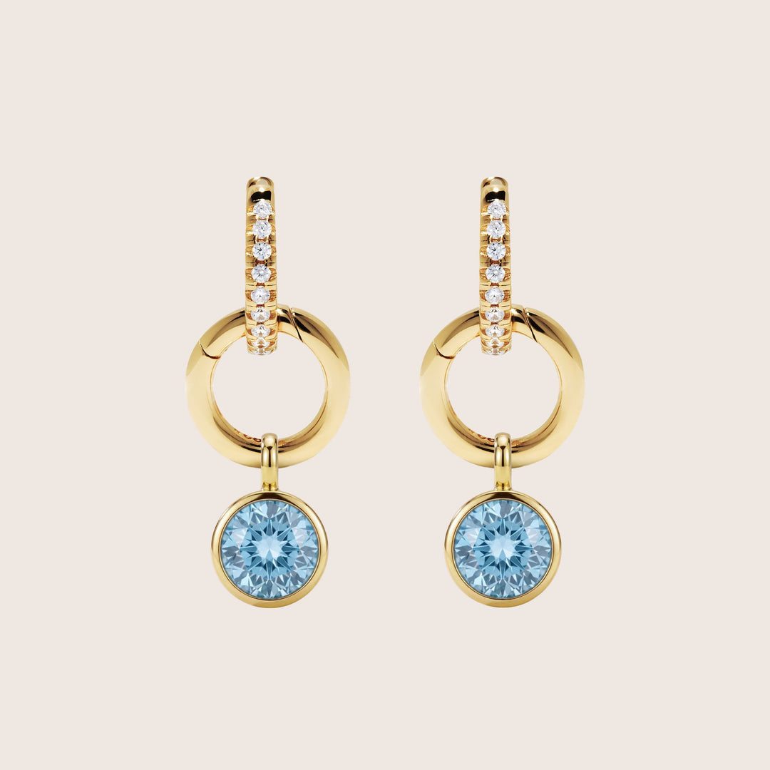 December Blue Topaz Birthstone Charm – Gold Plated over Sterling Silver