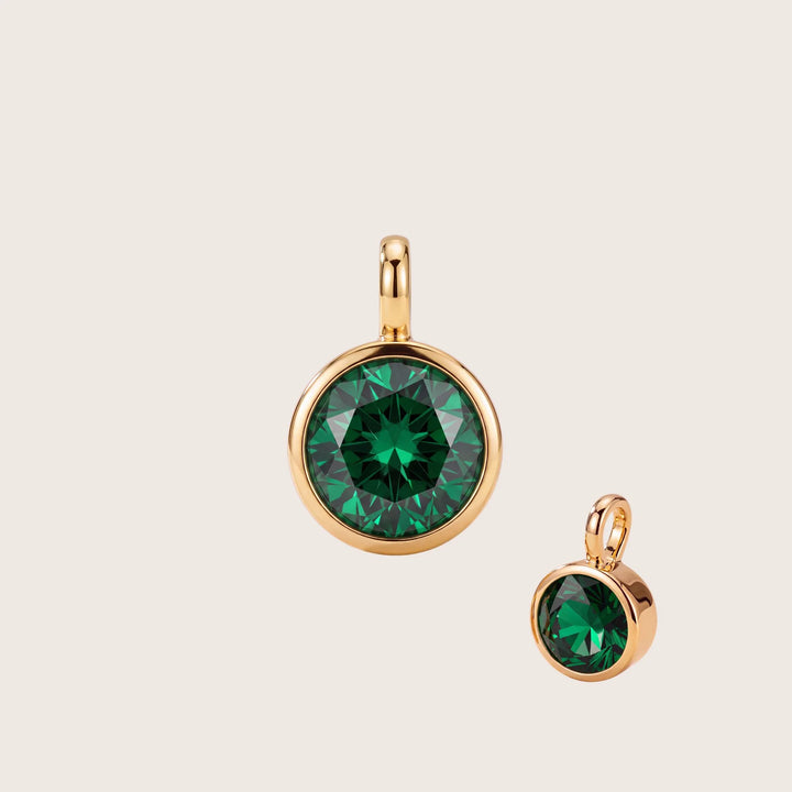 May Emerald Birthstone Charm – 18K Gold Plated over Sterling Silver