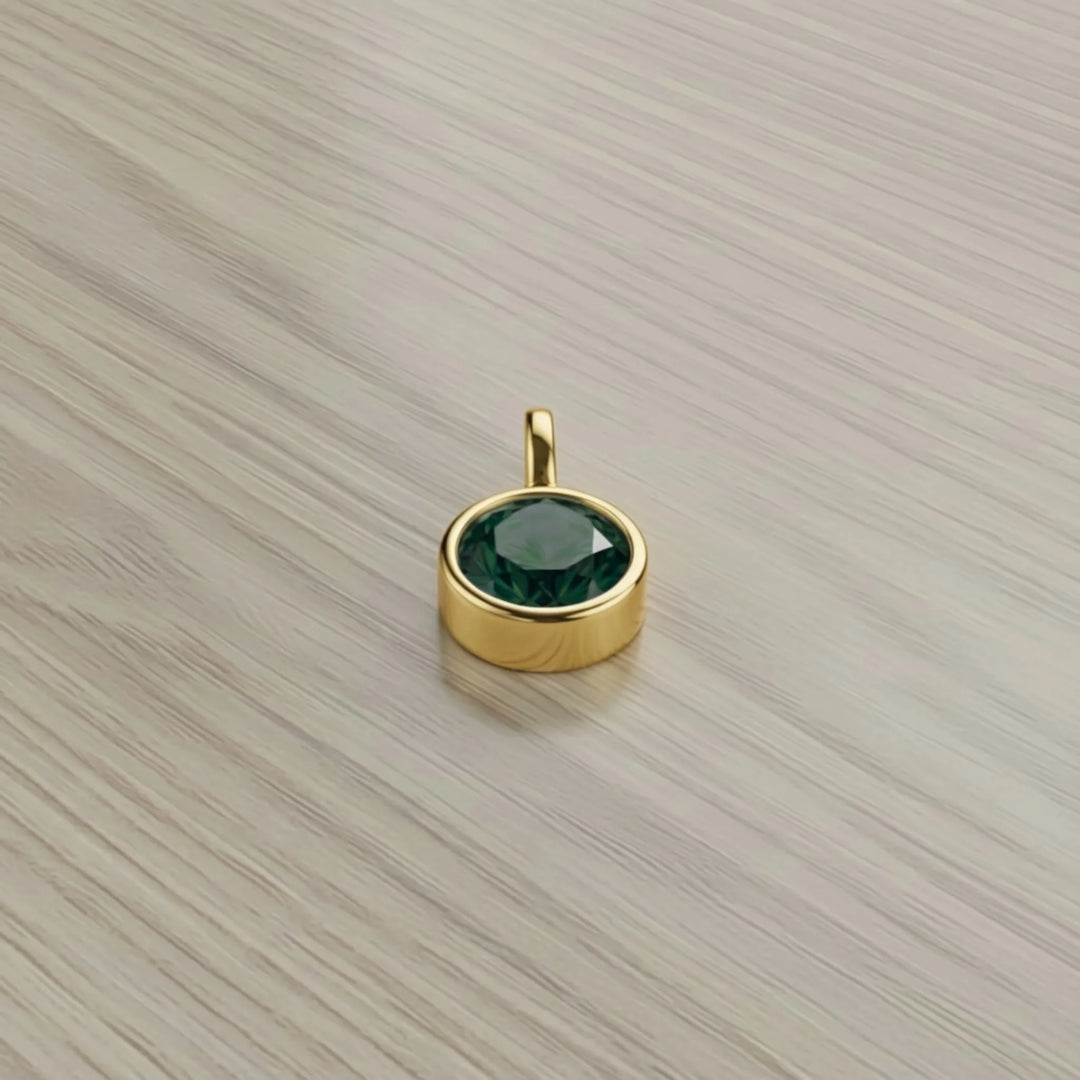 May Emerald Birthstone Charm – 18K Gold Plated over Sterling Silver