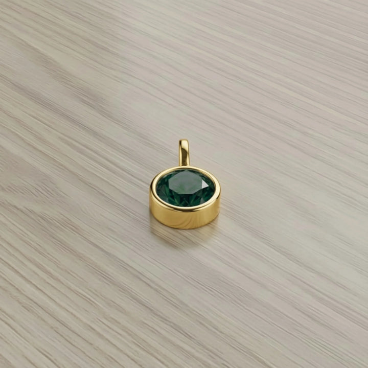 May Emerald Birthstone Charm – 18K Gold Plated over Sterling Silver