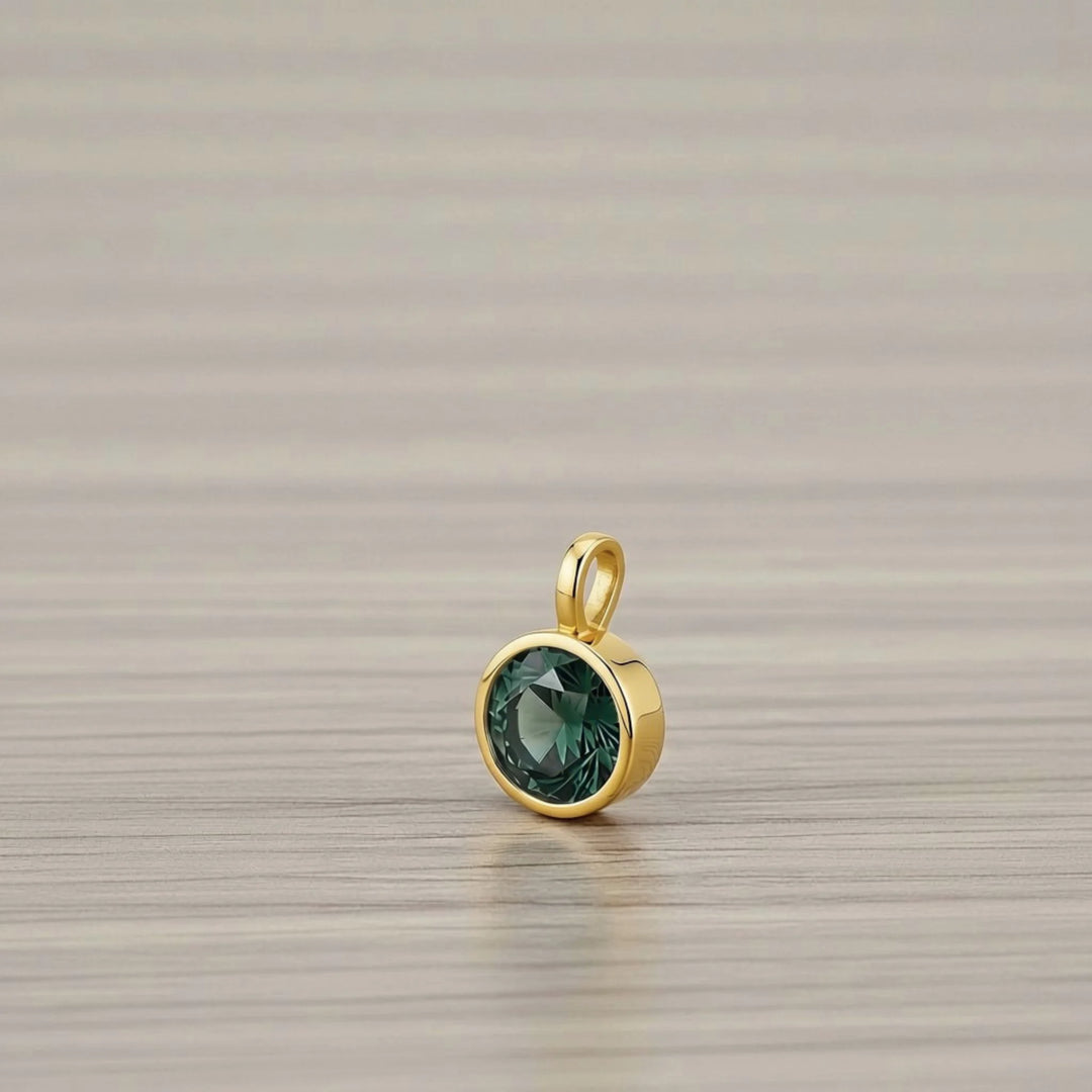 May Emerald Birthstone Charm – 18K Gold Plated over Sterling Silver