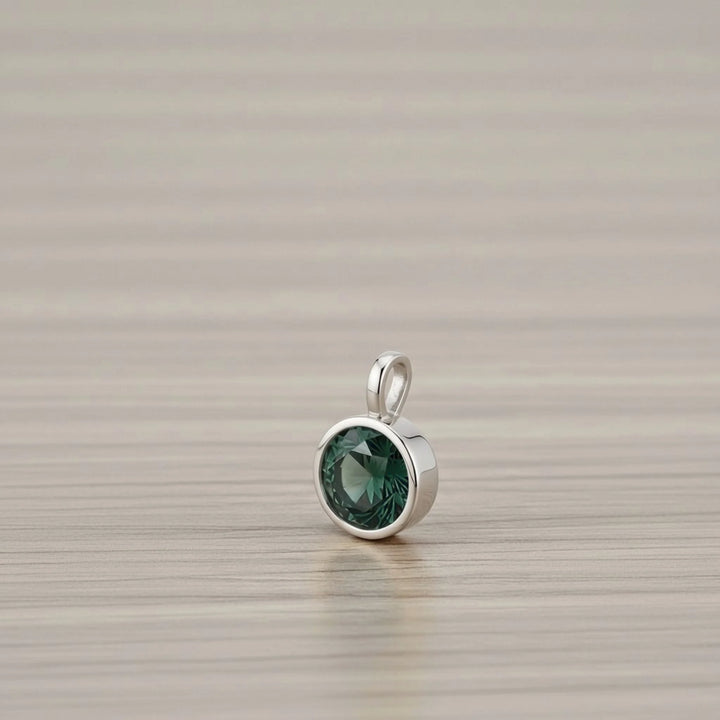 May Emerald Birthstone Charm – Rhodium Plated over Sterling Silver