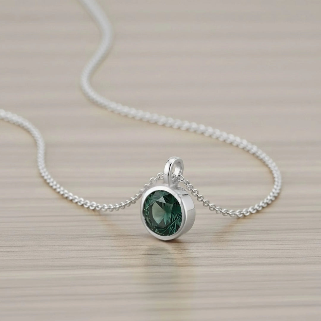 May Emerald Birthstone Charm – Rhodium Plated over Sterling Silver