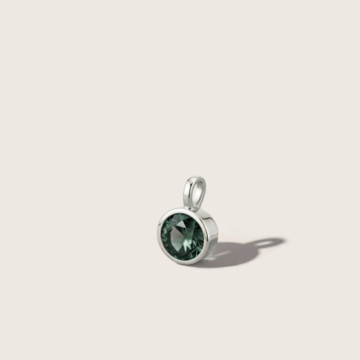 May Emerald Birthstone Charm – Rhodium Plated over Sterling Silver