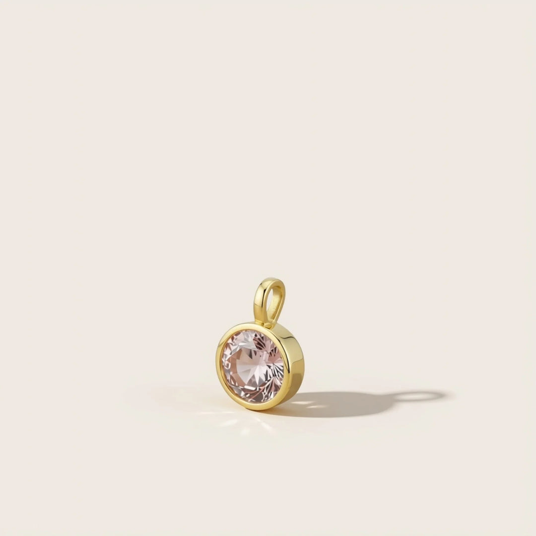October Morganite Birthstone Charm – Gold Plated over Sterling Silver
