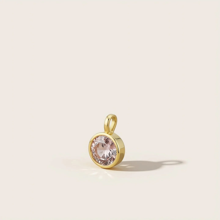 October Morganite Birthstone Charm – Gold Plated over Sterling Silver