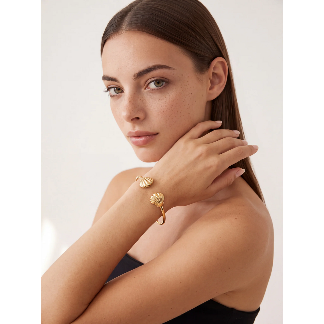18K Gold Vermeil Oyster of Nerida Cuff Bangle