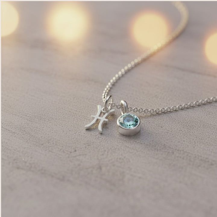 Pisces Zodiac Charm – Rhodium Plated over Sterling Silver
