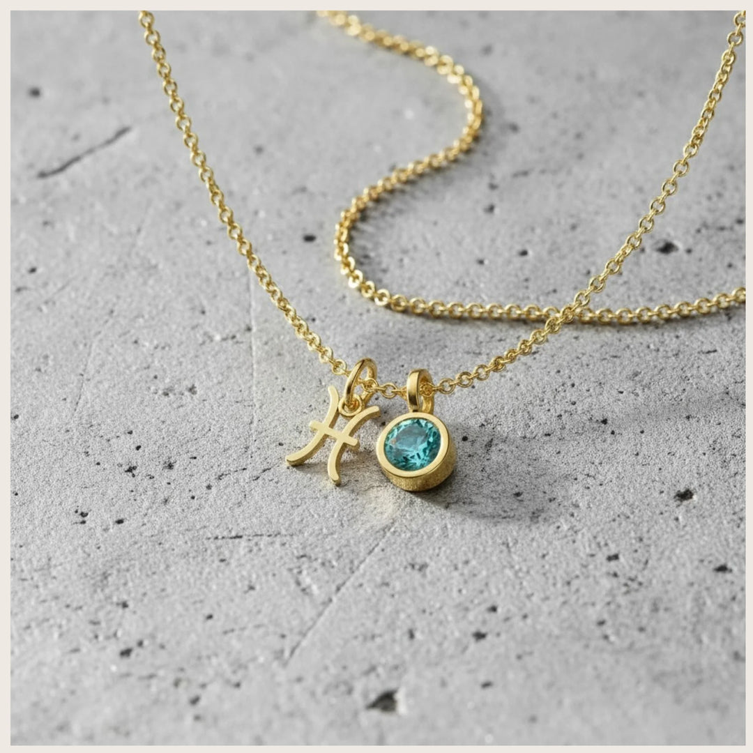 March Aquamarine Birthstone Charm – 18K Gold Plated over Sterling Silver
