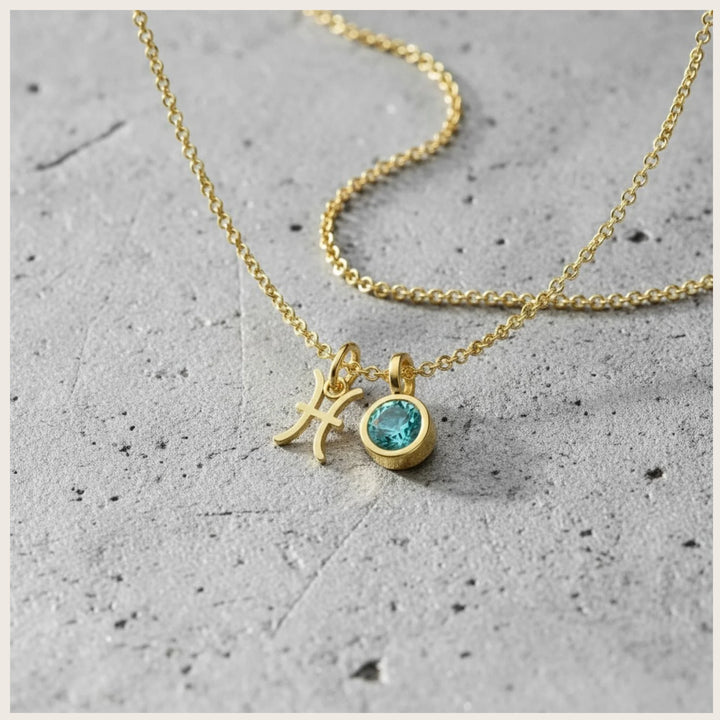 March Aquamarine Birthstone Charm – 18K Gold Plated over Sterling Silver