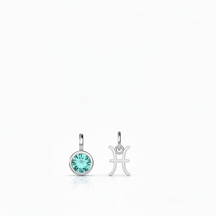 Pisces Zodiac Charm – Rhodium Plated over Sterling Silver