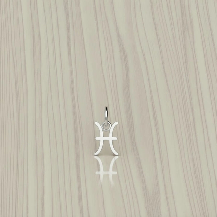 Pisces Zodiac Charm – Rhodium Plated over Sterling Silver