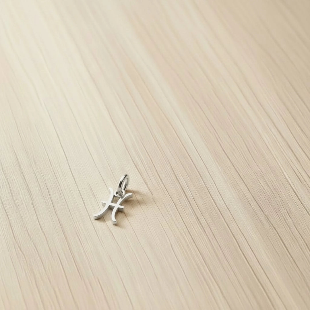 Pisces Zodiac Charm – Rhodium Plated over Sterling Silver