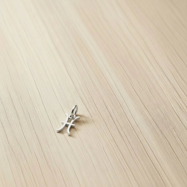 Pisces Zodiac Charm – Rhodium Plated over Sterling Silver