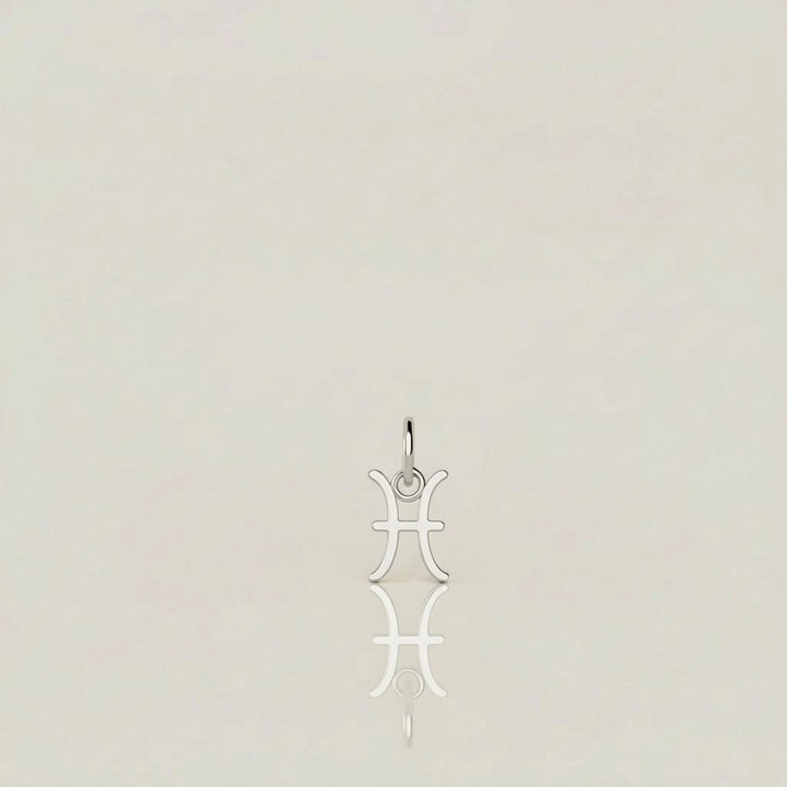 Pisces Zodiac Charm – Rhodium Plated over Sterling Silver