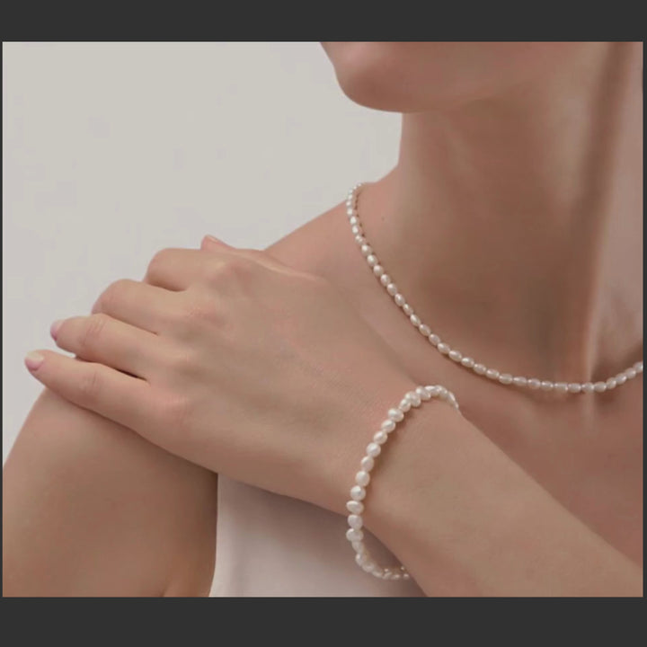 14K Gold Filled Lucine String Of Rice Pearls Necklace