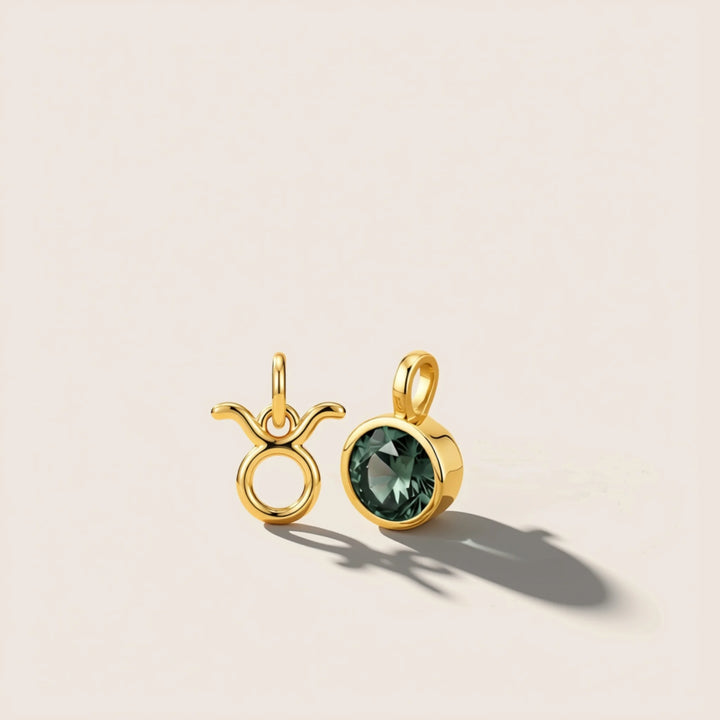 May Emerald Birthstone Charm – 18K Gold Plated over Sterling Silver