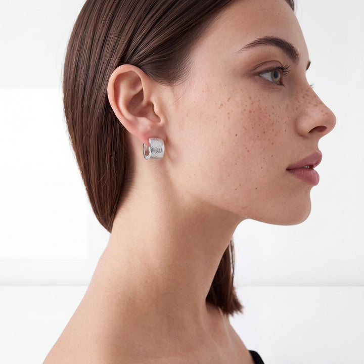 Terra Huggies – Rhodium Plated over Sterling Silver
